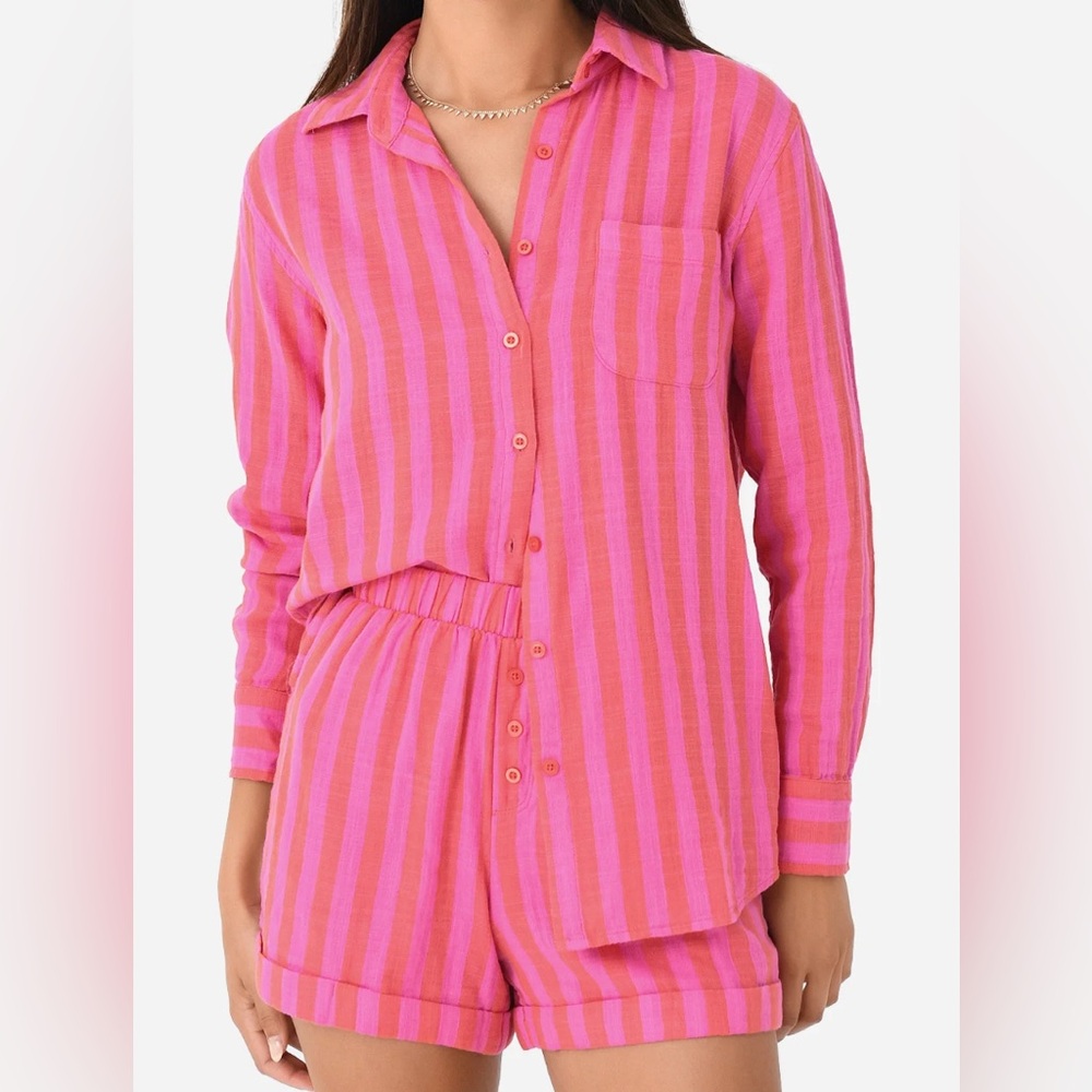 Z Supply Pink Striped Women Shorts